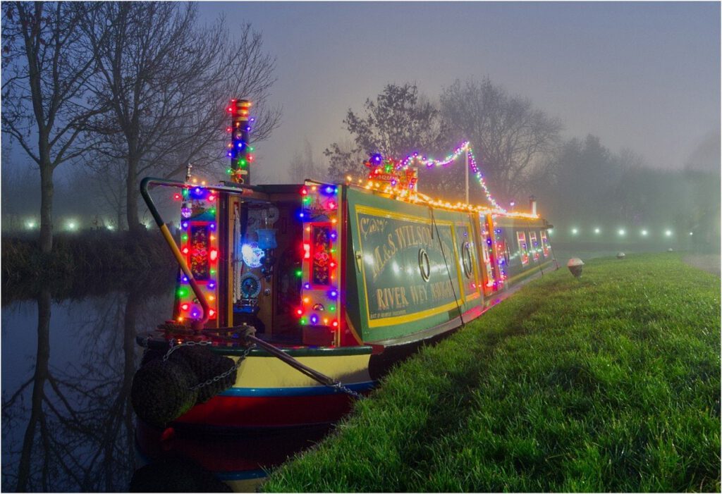 Christmas Narrow Boat by Keith Vincent