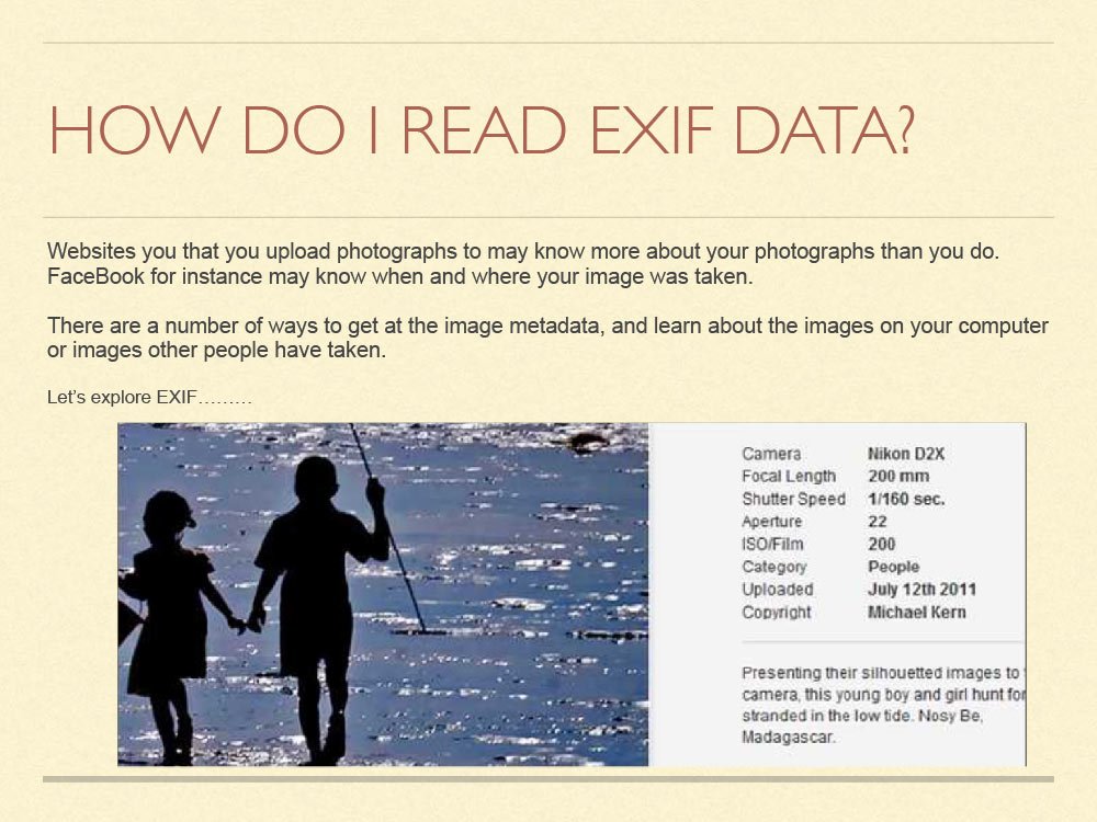 Behind the Photo - Exif Data